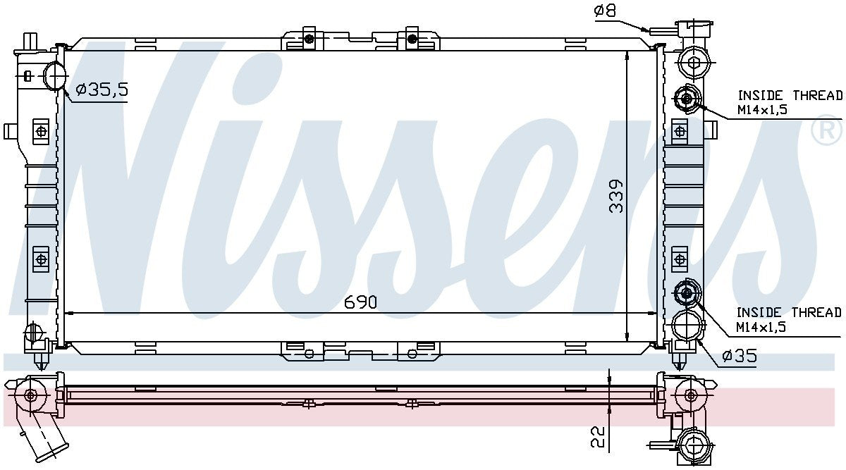 Nissens Radiator  top view frsport 62393