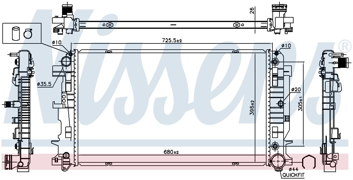 Nissens Radiator  top view frsport 627062