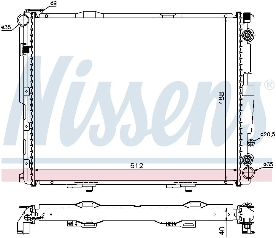 Nissens Radiator  top view frsport 62762A