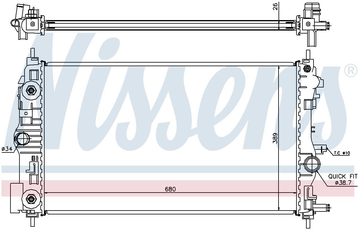 Nissens Radiator  top view frsport 630724