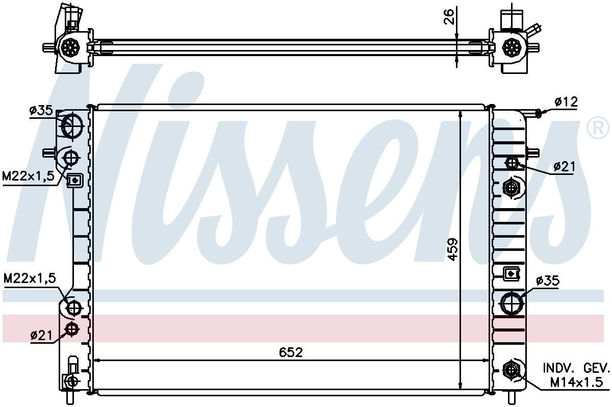 Nissens Radiator  top view frsport 63073A