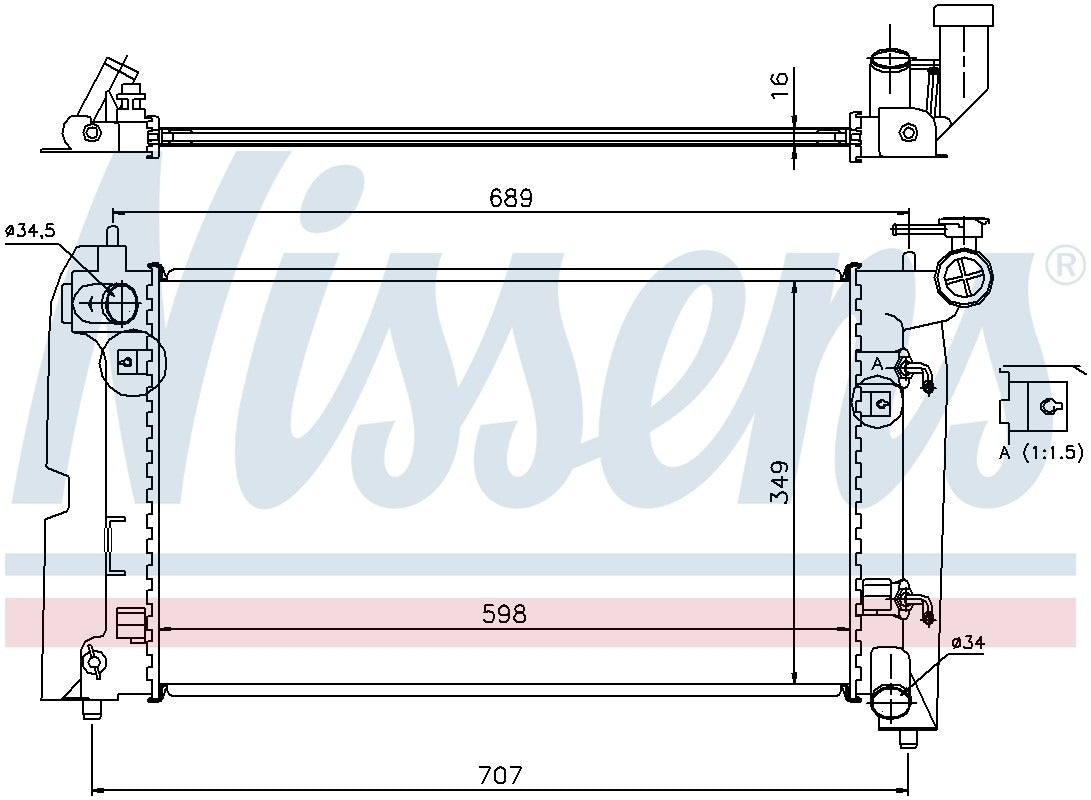 Nissens Radiator  top view frsport 646321