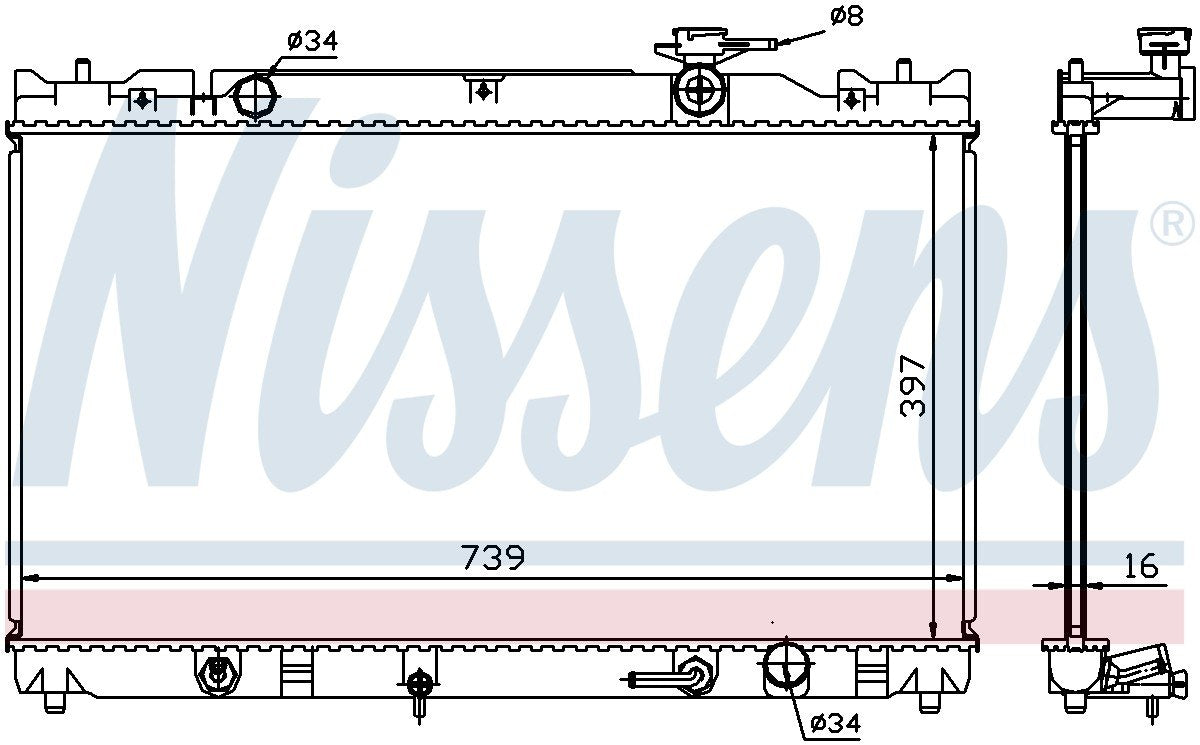 Nissens Radiator  top view frsport 646351