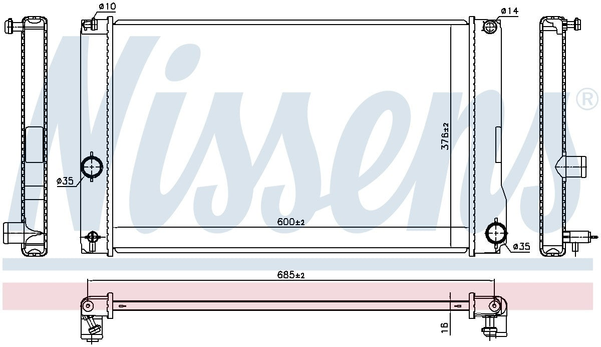 Nissens Radiator  top view frsport 646842