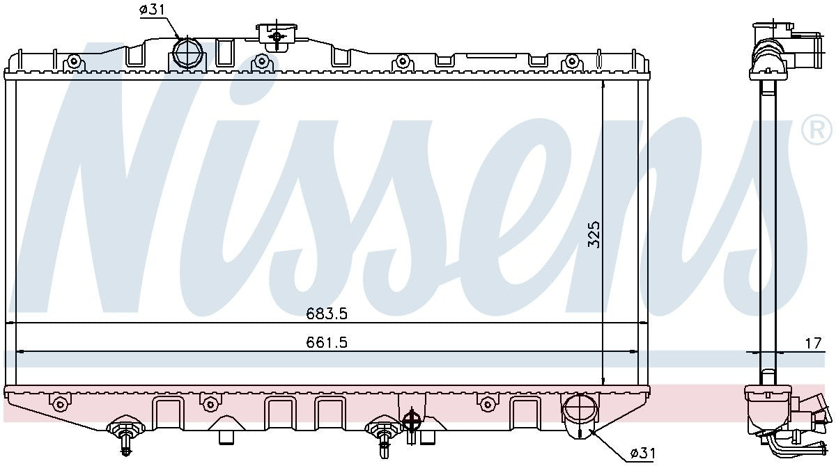 Nissens Radiator  top view frsport 64735