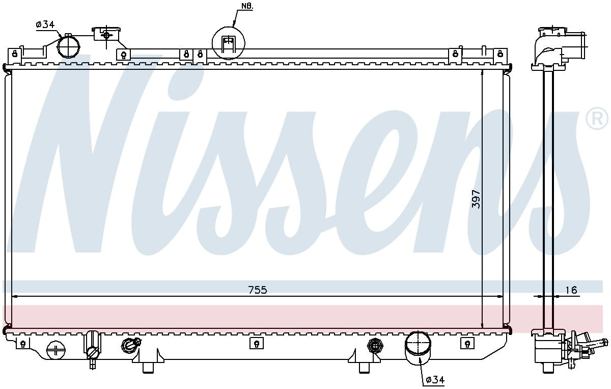 Nissens Radiator  top view frsport 64762