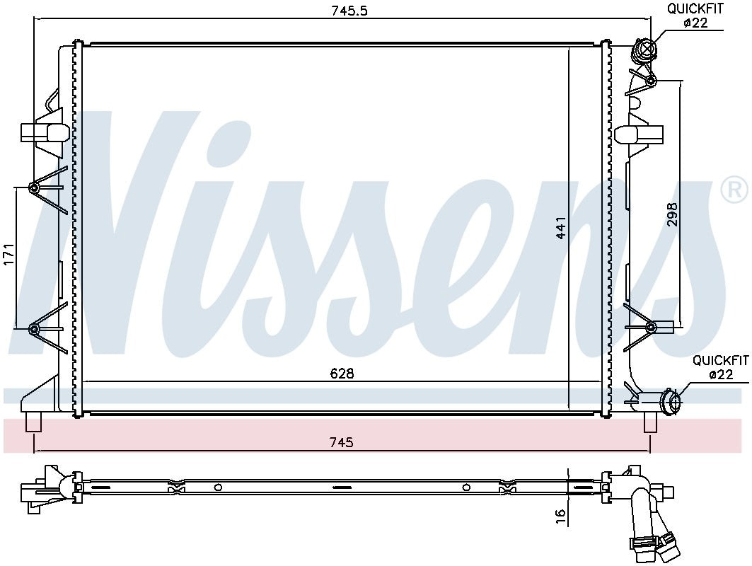 Nissens Radiator  top view frsport 65017