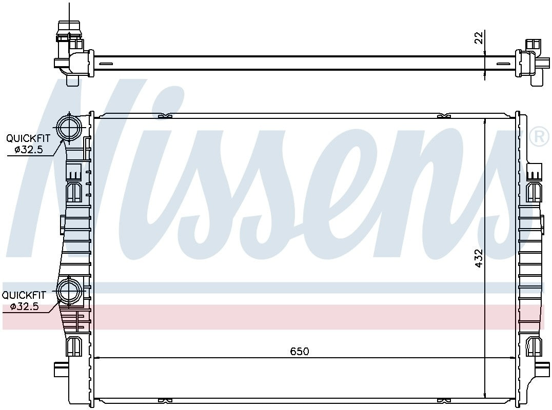 Nissens Radiator  top view frsport 65304