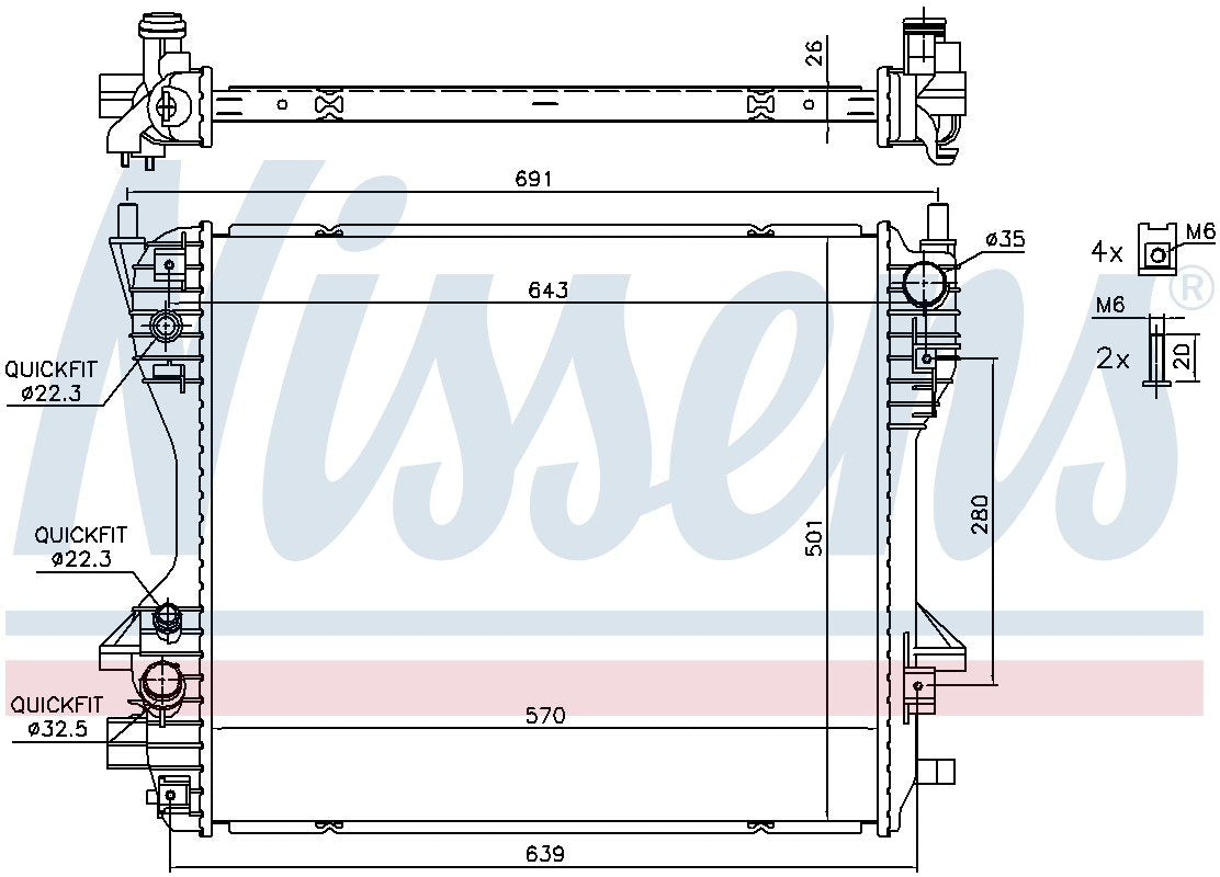 Nissens Radiator  top view frsport 66709