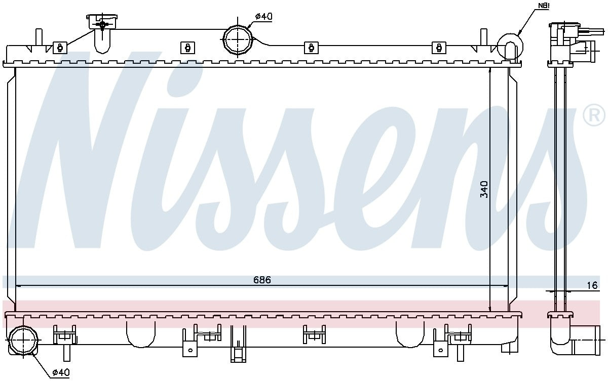 Nissens Radiator  top view frsport 67723