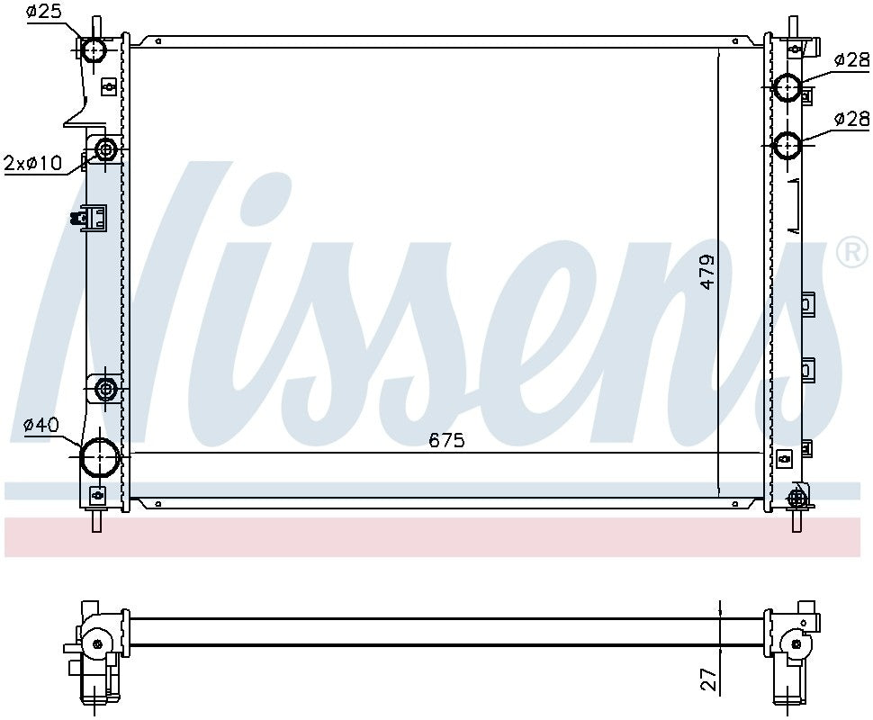 Nissens Radiator  top view frsport 67727