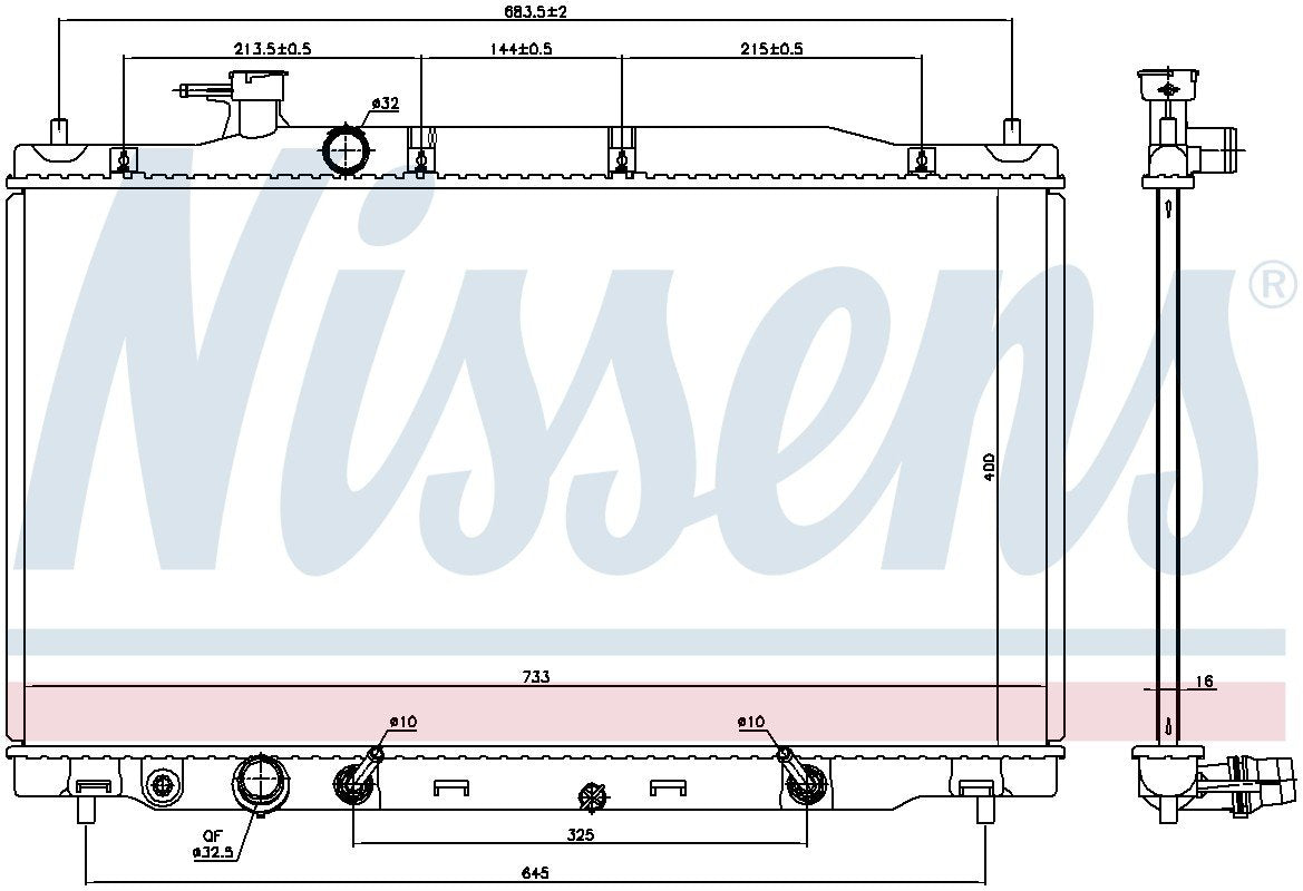 Nissens Radiator  top view frsport 681405