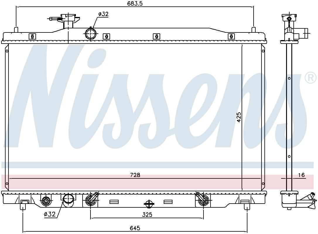 Nissens Radiator  top view frsport 681406