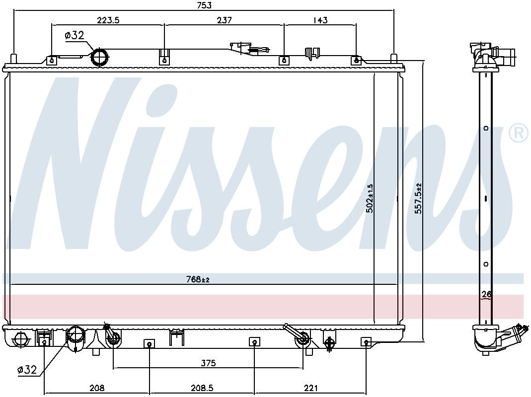 Nissens Radiator  top view frsport 69476