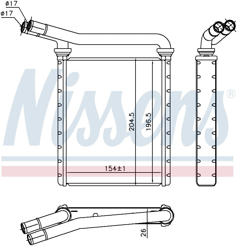 Nissens HVAC Heater Core  top view frsport 707090