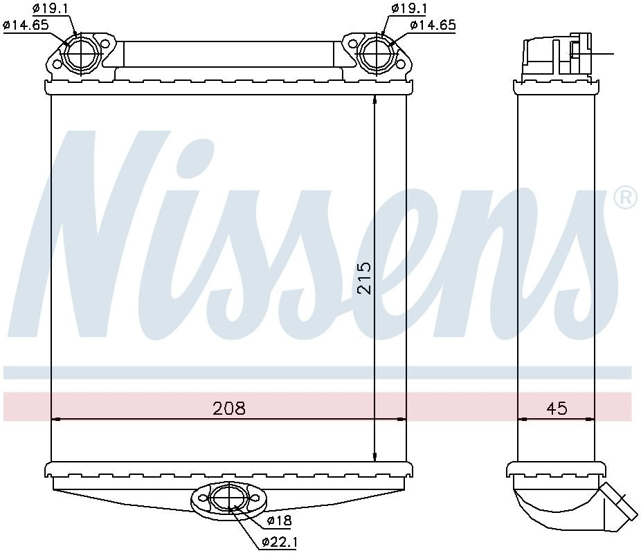 Nissens HVAC Heater Core  top view frsport 72001