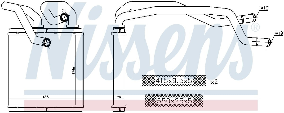 Nissens HVAC Heater Core  top view frsport 72216