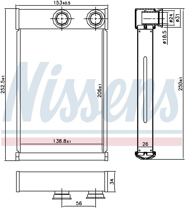 Nissens HVAC Heater Core  top view frsport 72669