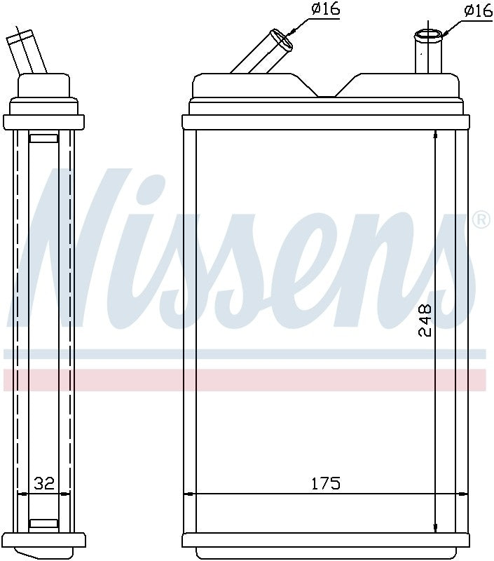 Nissens HVAC Heater Core  top view frsport 73624