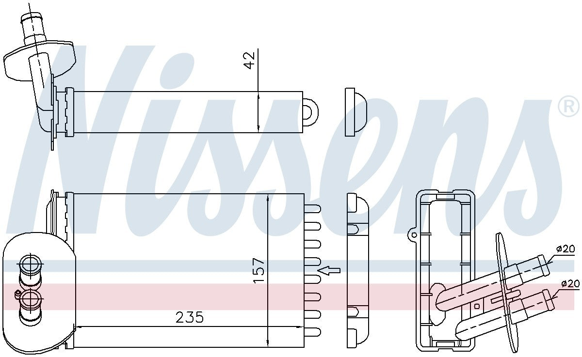 Nissens HVAC Heater Core  top view frsport 73977