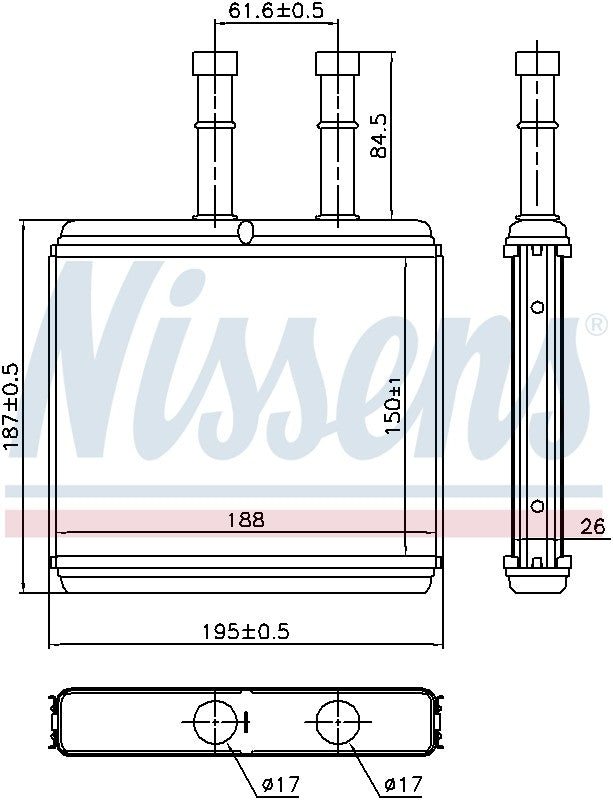 Nissens HVAC Heater Core  top view frsport 76504