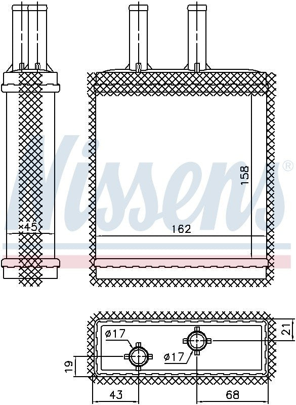 Nissens HVAC Heater Core  top view frsport 77505