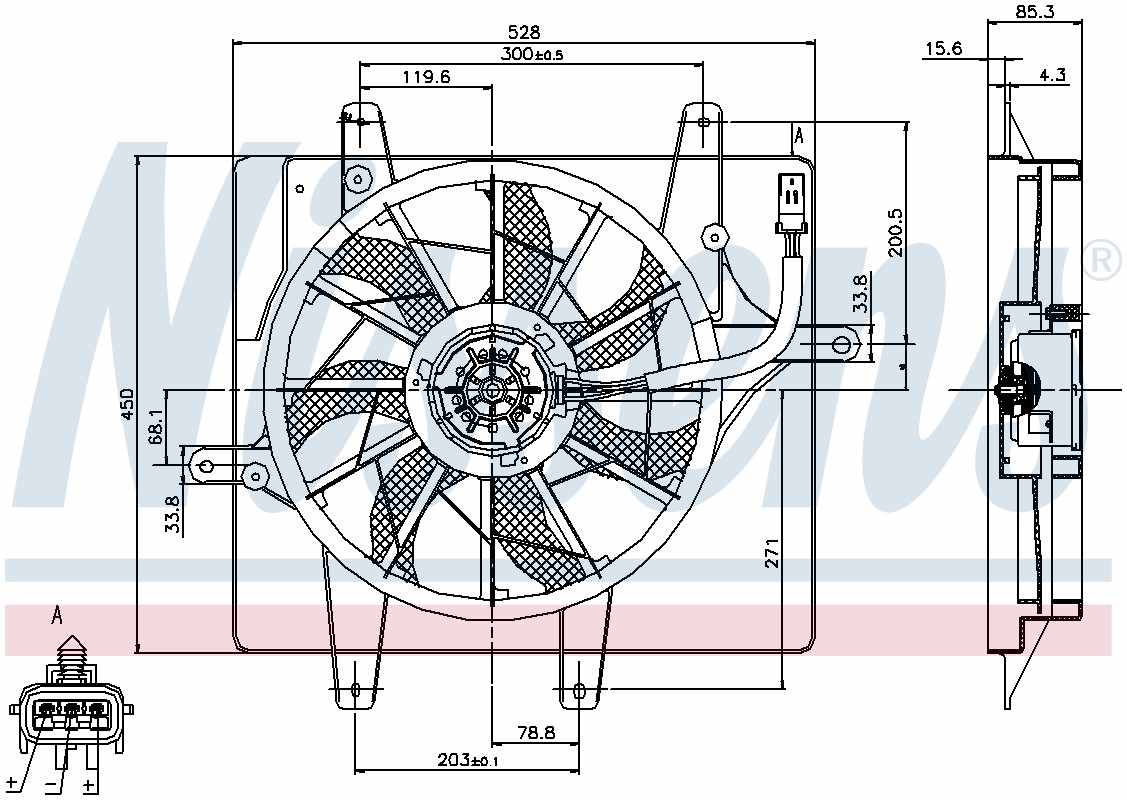 Nissens A/C Condenser Fan Assembly  top view frsport 85289