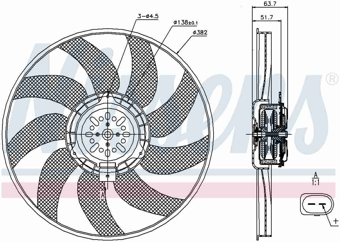 Nissens Engine Cooling Fan Assembly  top view frsport 85728