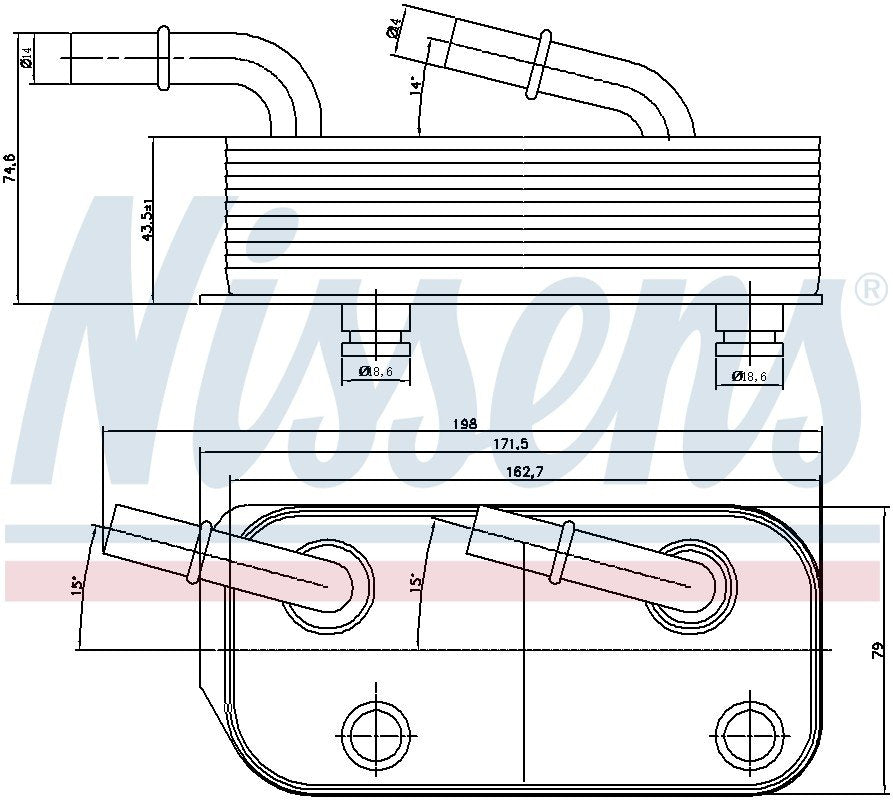 Nissens Automatic Transmission Oil Cooler  top view frsport 90658