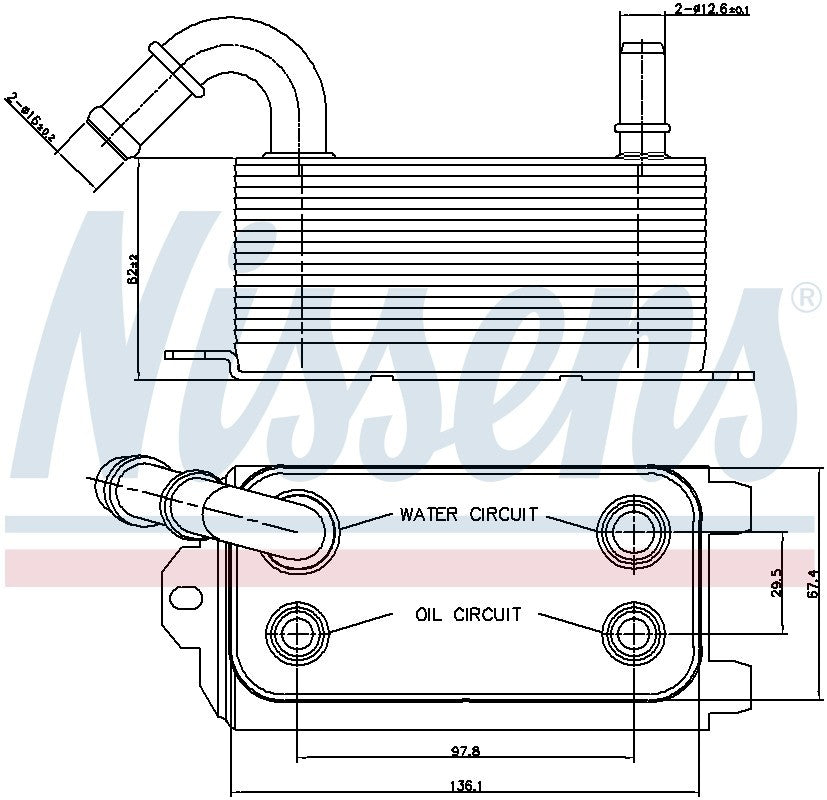 Nissens Automatic Transmission Oil Cooler  top view frsport 90661