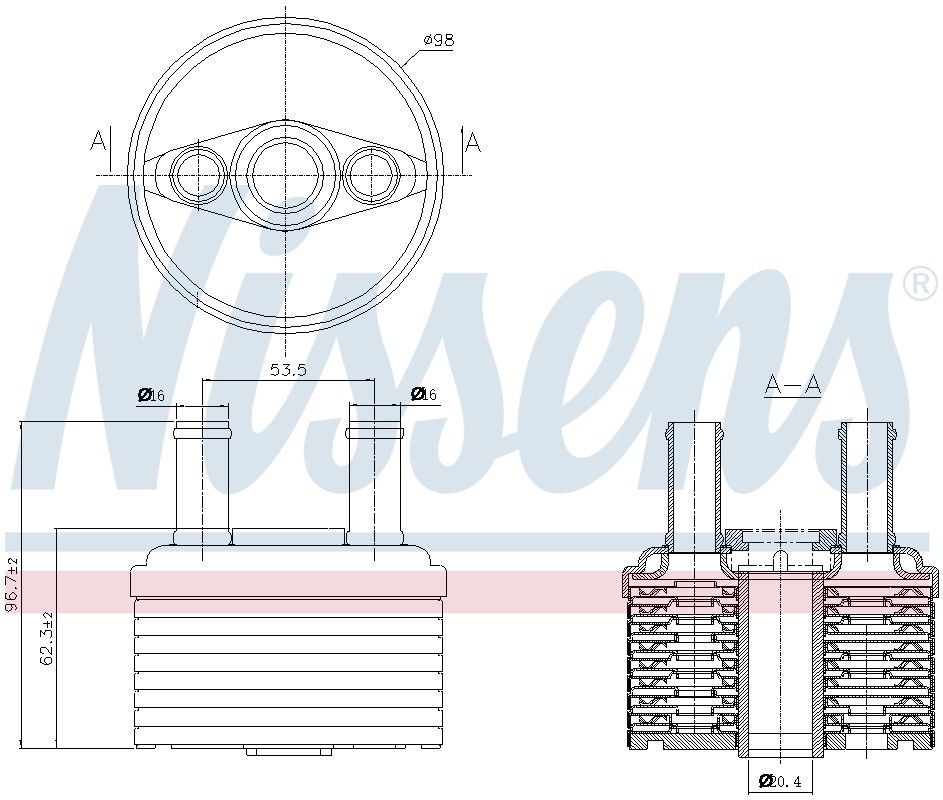 Nissens Automatic Transmission Oil Cooler  top view frsport 90664