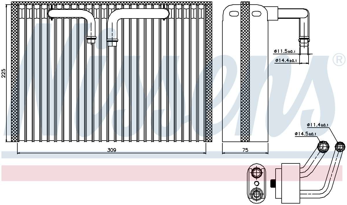 Nissens A/C Evaporator Core  top view frsport 92296