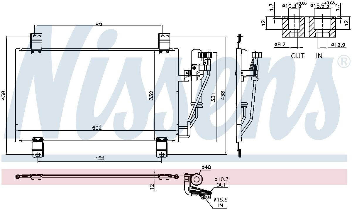 Nissens A/C Condenser  top view frsport 940725