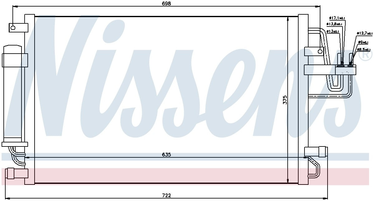 Nissens A/C Condenser  top view frsport 94801