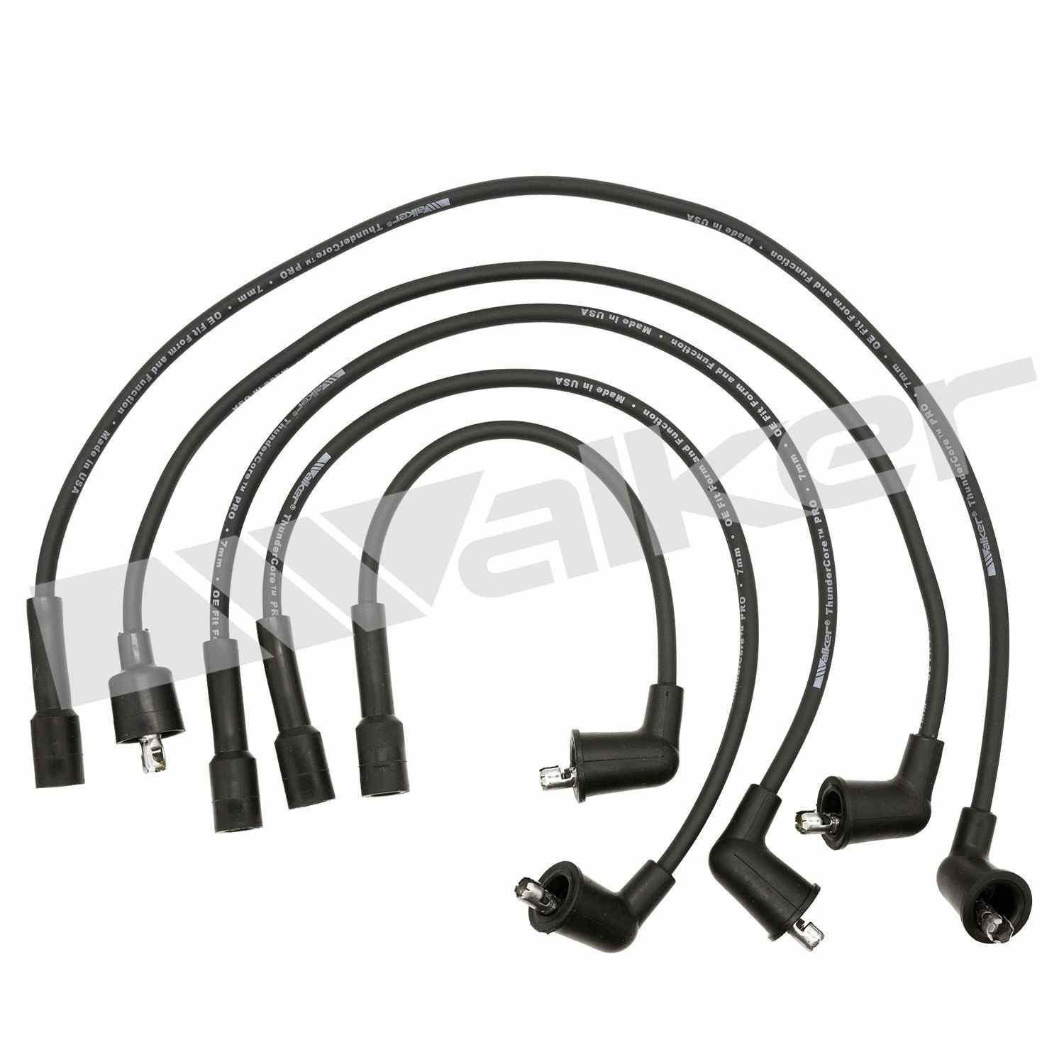 Walker Products ThunderCore PRO 924-1104 Spark Plug Wire Set 7MM 4-CYL  top view frsport 924-1104