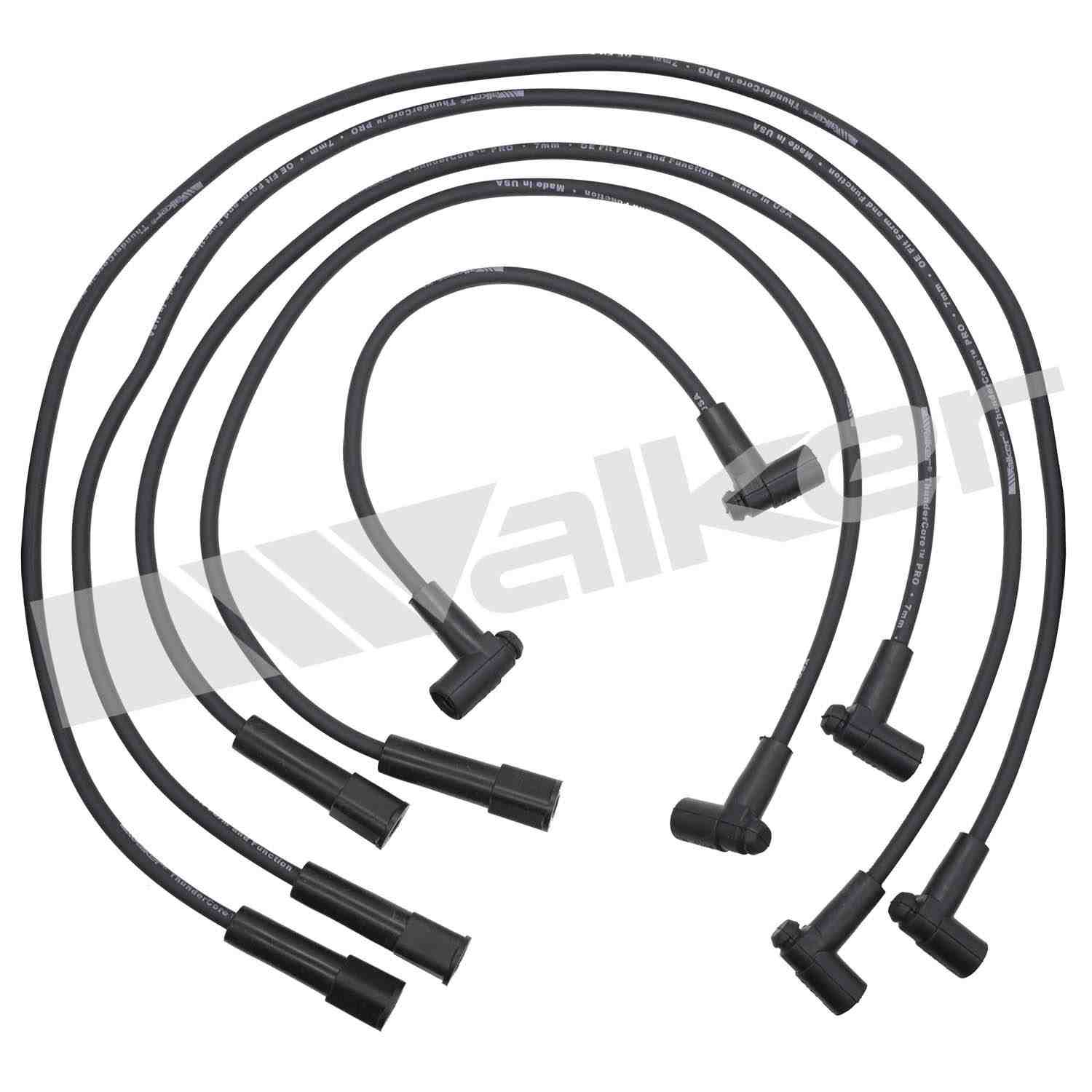 Walker Products ThunderCore PRO 924-1230 Spark Plug Wire Set 7MM 4-CYL  top view frsport 924-1230