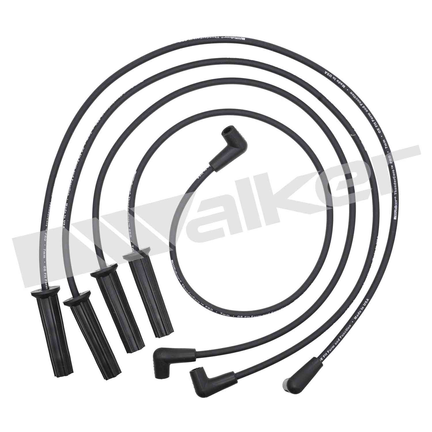 Walker Products ThunderCore PRO 924-1242 Spark Plug Wire Set 7MM 4-CYL  top view frsport 924-1242