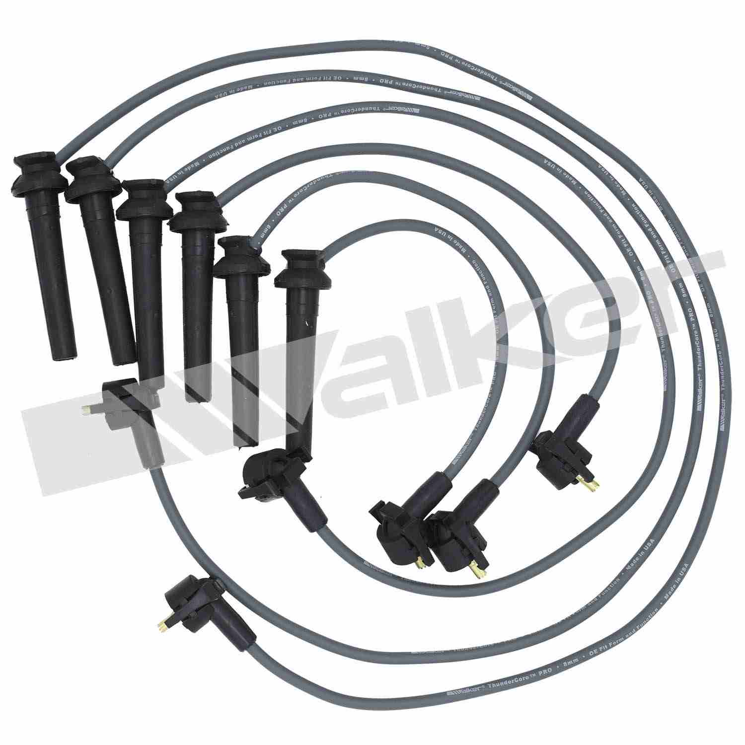 Walker Products ThunderCore PRO 924-1325 Spark Plug Wire Set 8MM 6-CYL  top view frsport 924-1325