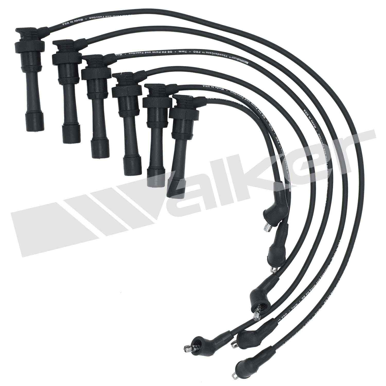 Walker Products ThunderCore PRO 924-1349 Spark Plug Wire Set 7MM 6-CYL  top view frsport 924-1349