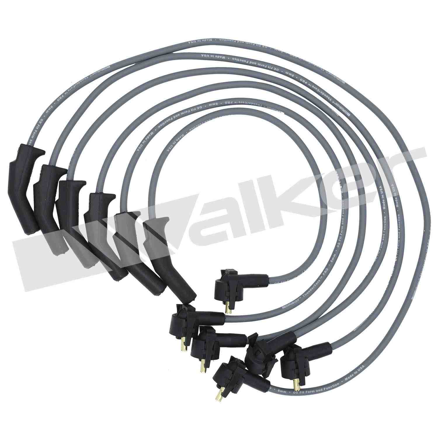 Walker Products ThunderCore PRO 924-1376 Spark Plug Wire Set 8MM 6-CYL  top view frsport 924-1376