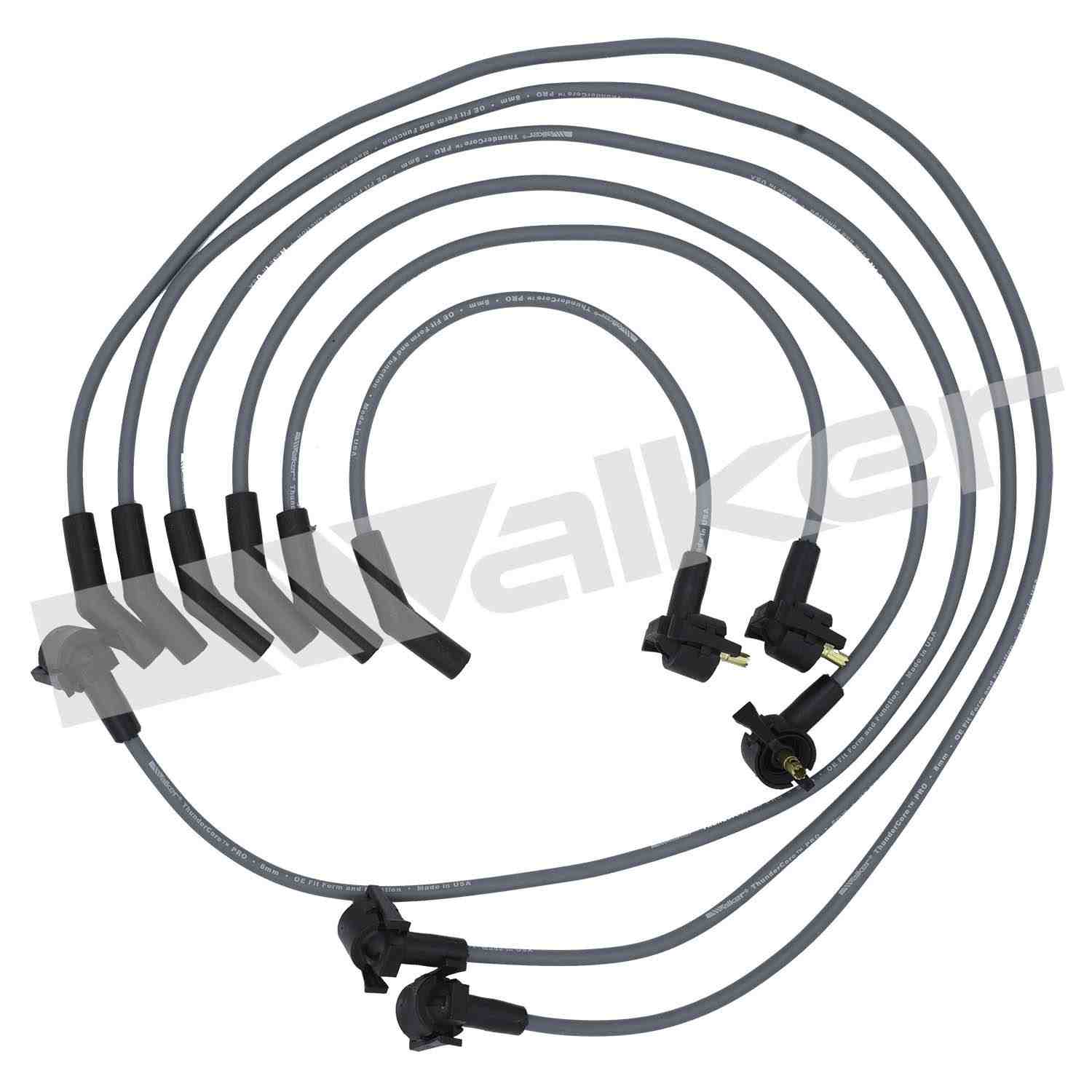 Walker Products ThunderCore PRO 924-1378 Spark Plug Wire Set 8MM 6-CYL  top view frsport 924-1378