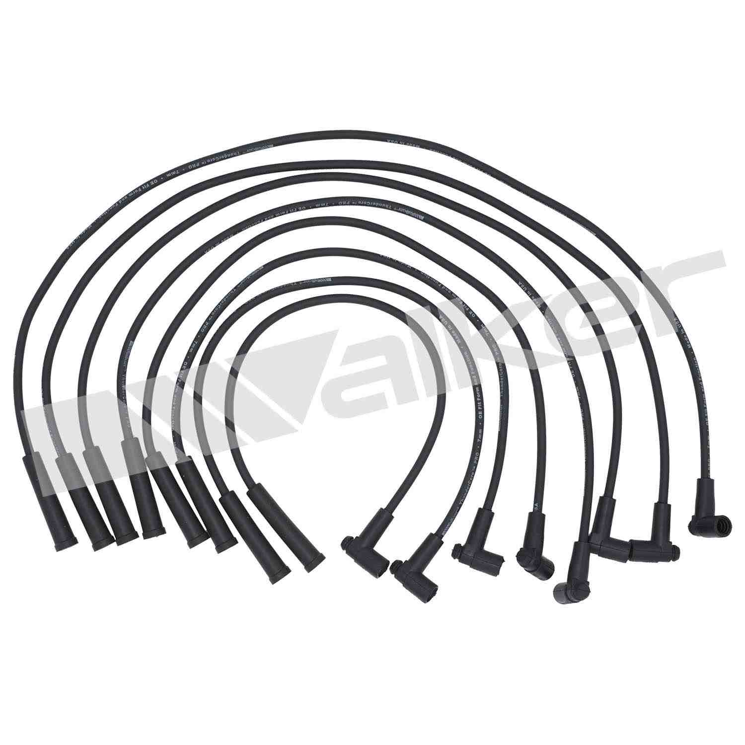 Walker Products ThunderCore PRO 924-1406 Spark Plug Wire Set 7MM 8-CYL  top view frsport 924-1406