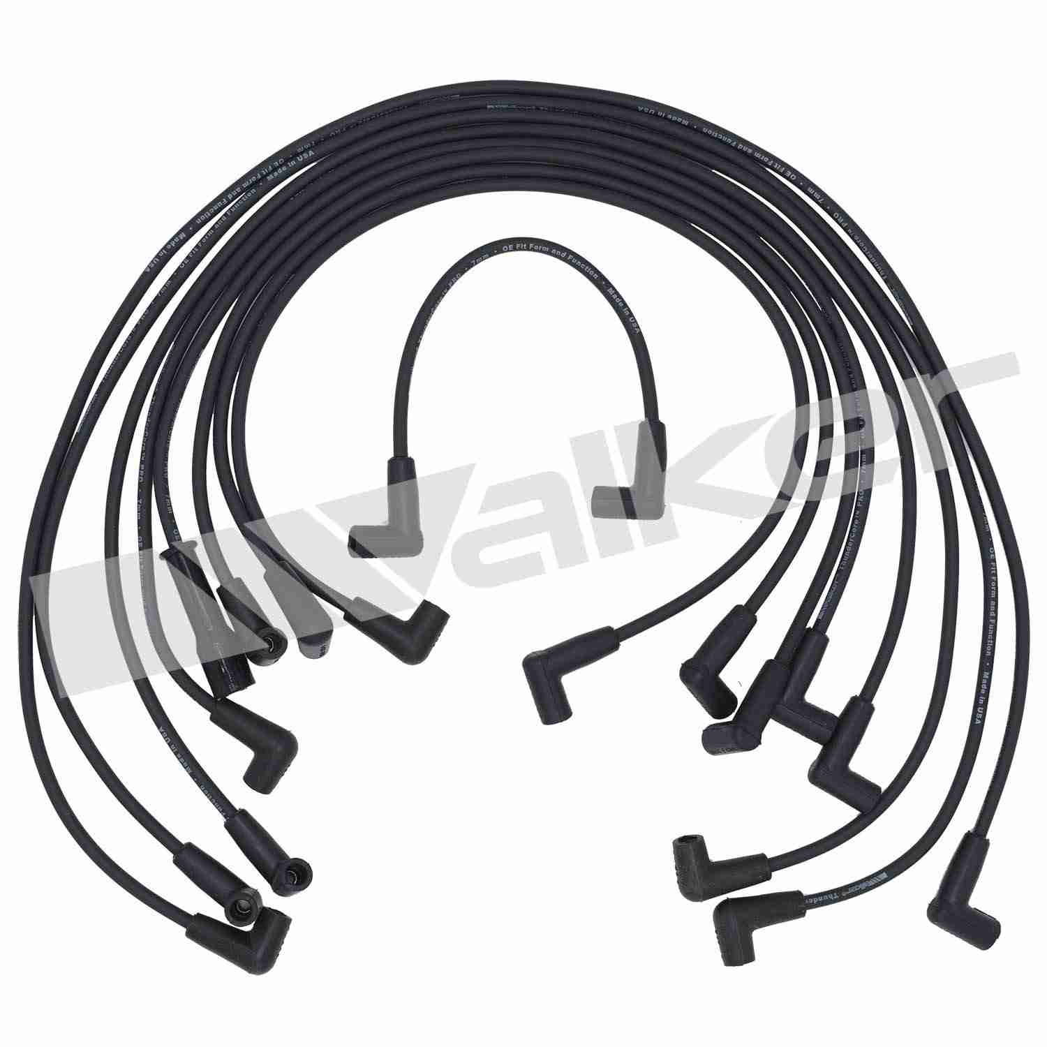 Walker Products ThunderCore PRO 924-1424 Spark Plug Wire Set 7MM 8-CYL  top view frsport 924-1424