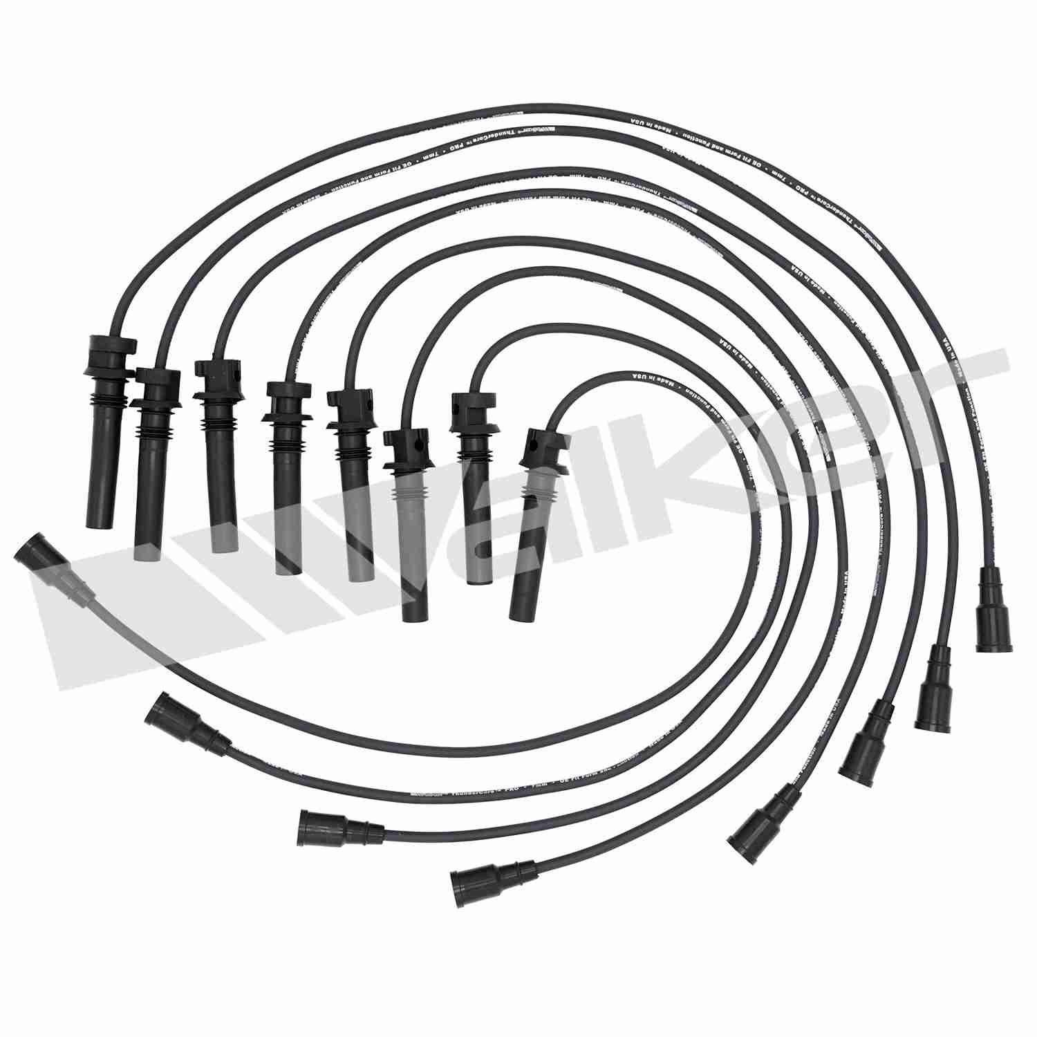 Walker Products ThunderCore PRO 924-1660 Spark Plug Wire Set 7MM 8-CYL  top view frsport 924-1660