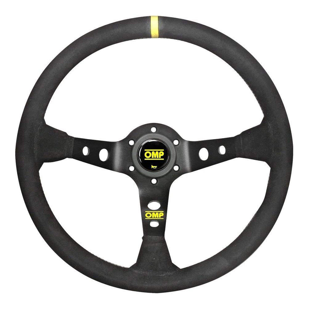 OMP  Corsica Steering Wheel- Black Suede Leather with Black Anodized Sp
