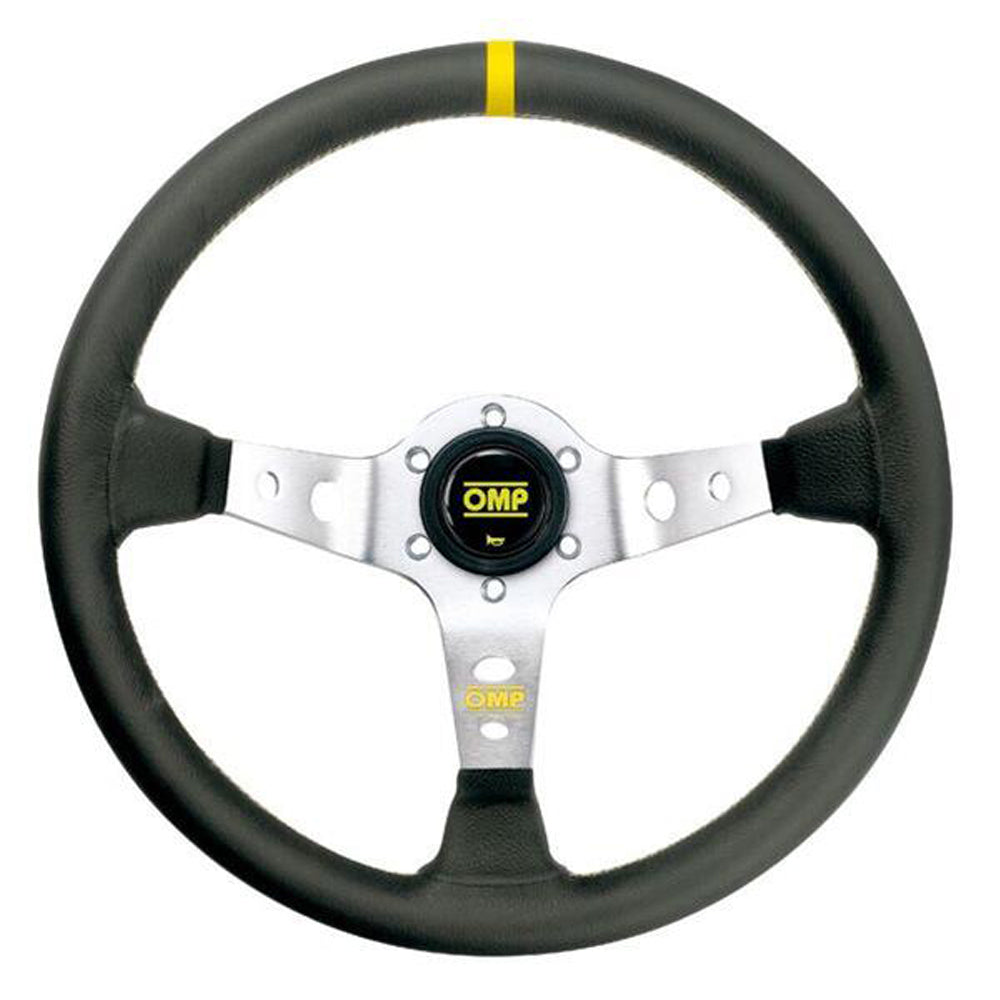 OMP CORSICA STEERING WHEEL BLACK AND SILVER OMPOD1956AN