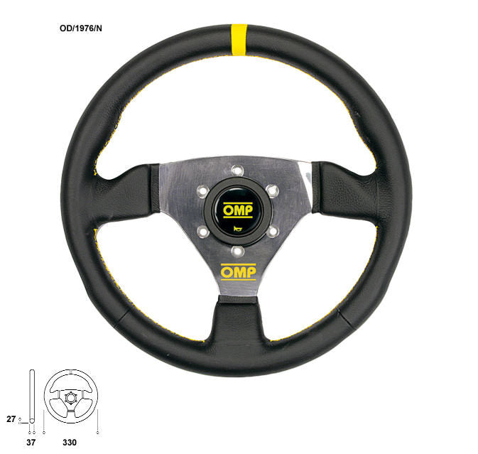 OMP Trecento 300mm Steering Wheel Black Leather OMPOD1976N