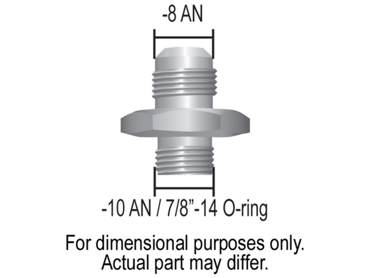 Derale Aluminum Fitting -8AN x -10AN (7/8-14) O-ring