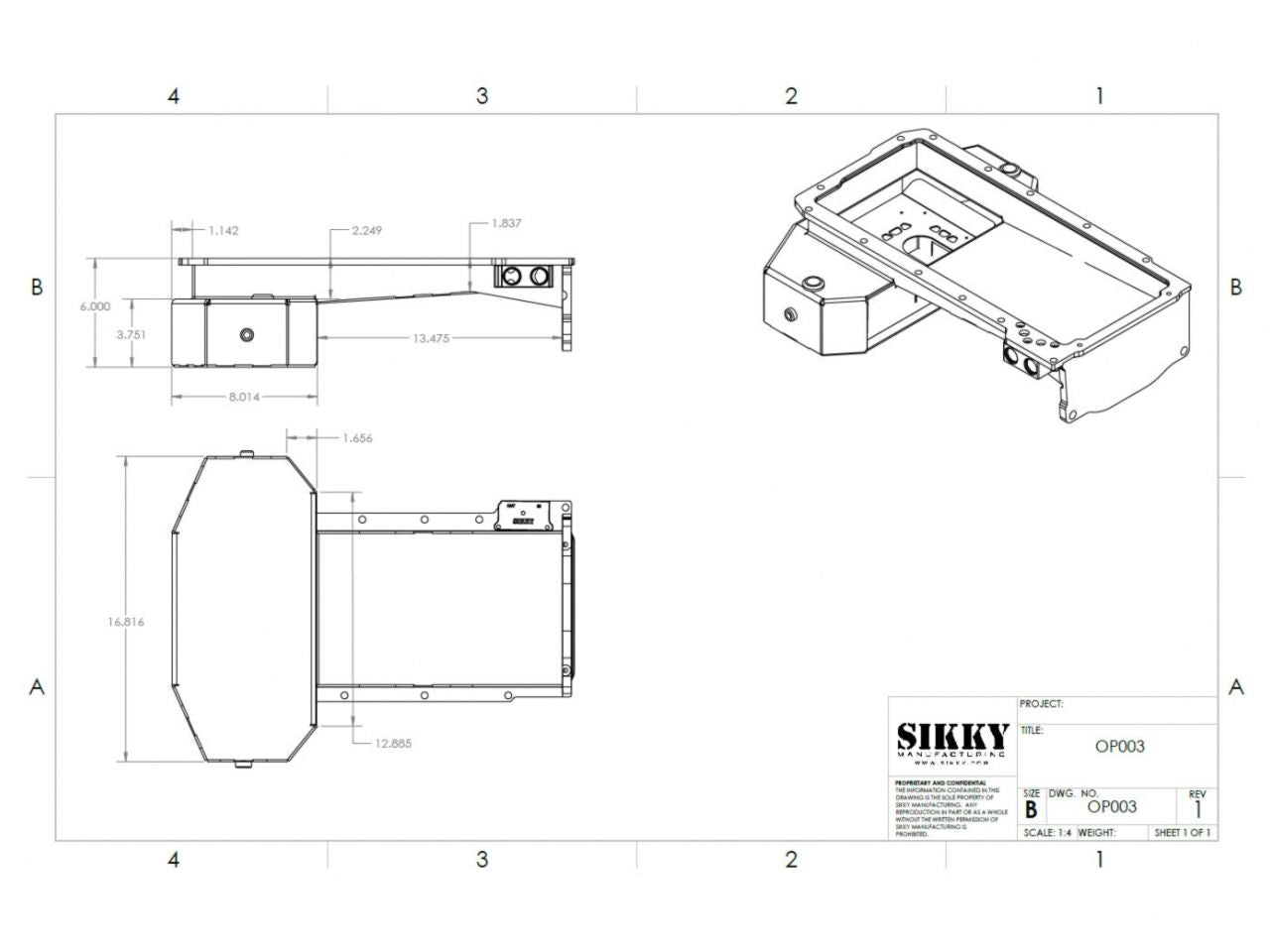 Sikky Universal LSX Swap Oil Pan - Front Sump Style 2