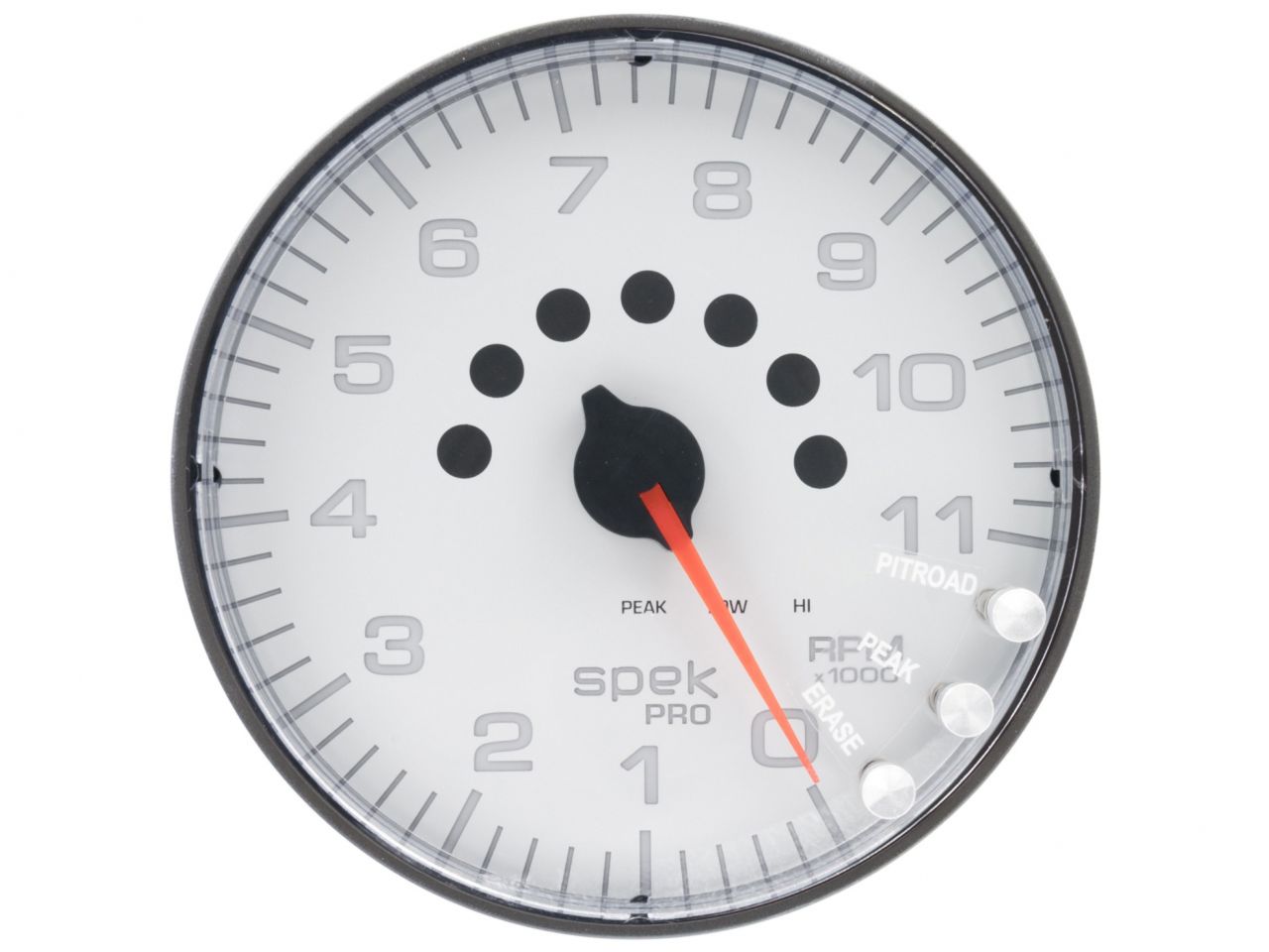 Autometer Gauge, Tachometer, 5", 11k Rpm, w/Shift Light & Peak Mem, White/Black